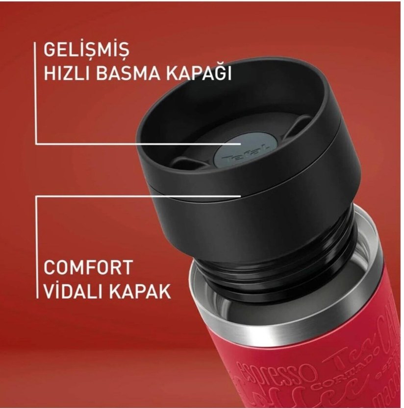 Tefal Kırmızı Çelik Termos Bardak - Görsel 3