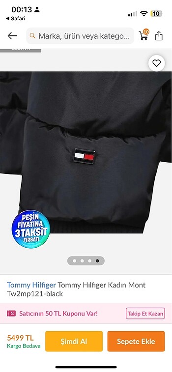 l Beden siyah Renk Tommy Hilfiger Kadın Mont