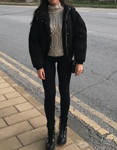Zara siyah puffer mont