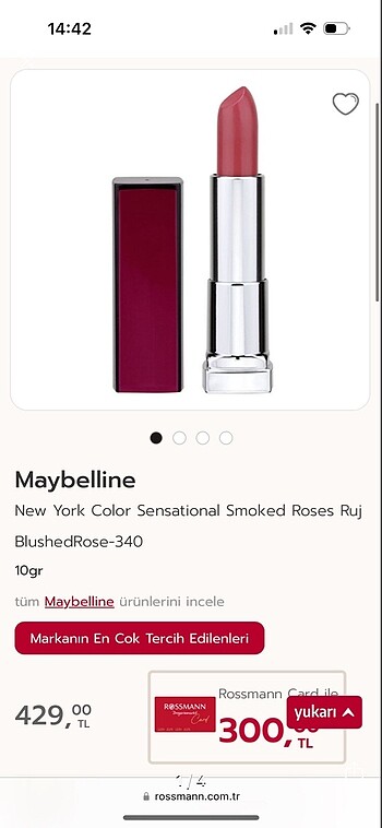 Maybelline 200 rose mat ruj