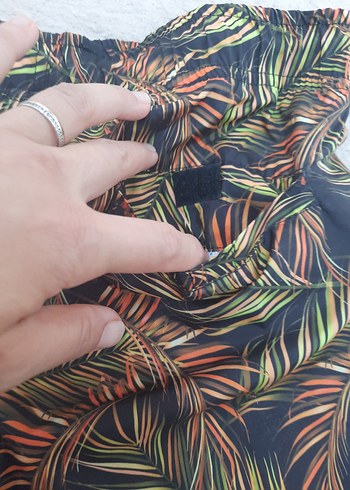 Erkek Kahverengi Bağcıklı Desenli deniz Şortu - Görsel 5