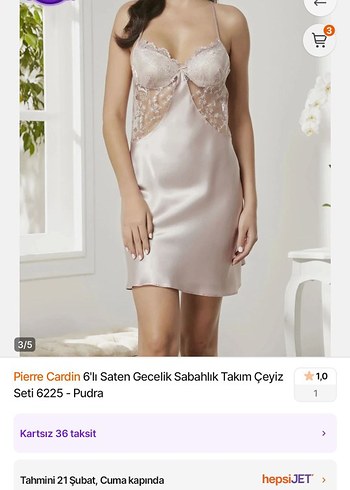s Beden pembe Renk 6 lı saten gecelik, pudra, sabahlık güpürlü