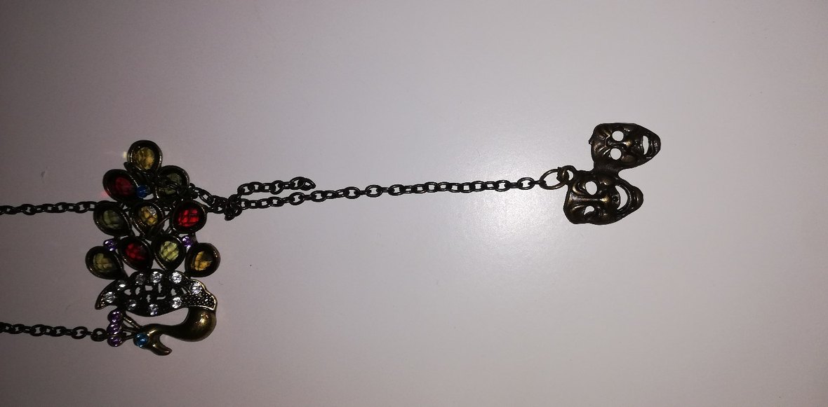 Siyah tavus renkli taşlı kolye - Görsel 5