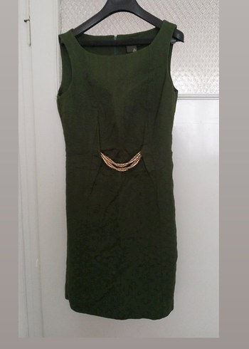 kalın kumaş, kendinden desenli şık elbise - Görsel 8