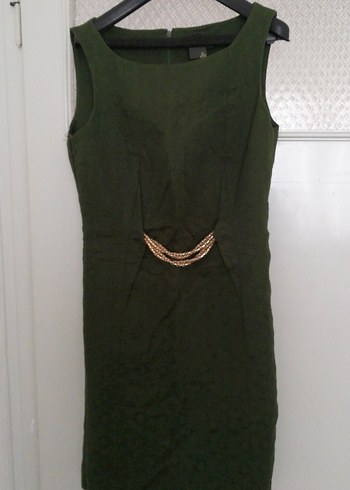 kalın kumaş, kendinden desenli şık elbise - Görsel 9