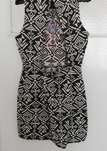 Nakışlı Boncuklu Bohem Kısa elbise - Görsel 12