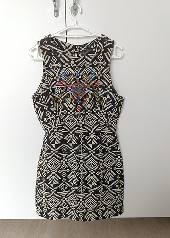 Nakışlı Boncuklu Bohem Kısa elbise - Görsel 3