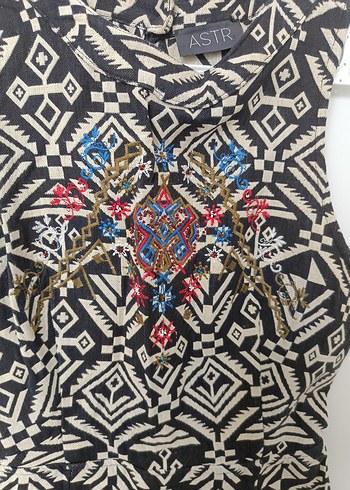 Nakışlı Boncuklu Bohem Kısa elbise - Görsel 10