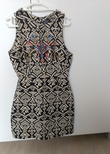 Nakışlı Boncuklu Bohem Kısa elbise - Görsel 5