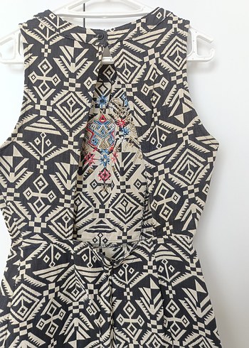 Nakışlı Boncuklu Bohem Kısa elbise - Görsel 9