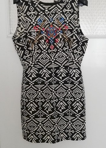 Nakışlı Boncuklu Bohem Kısa elbise - Görsel 13