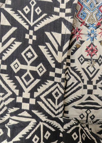 Nakışlı Boncuklu Bohem Kısa elbise - Görsel 11