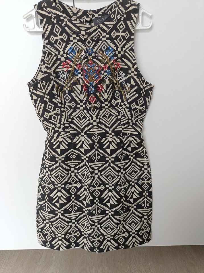 Nakışlı Boncuklu Bohem Kısa elbise - Görsel 4