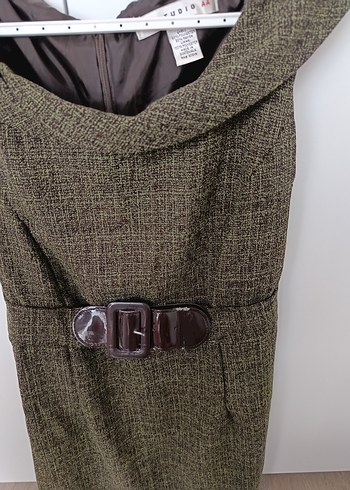 Kahverengi kaşe,kemerli midi elbise - Görsel 6