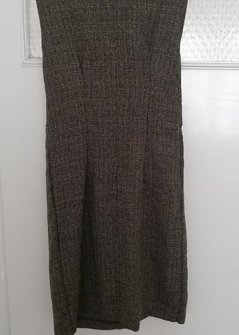 Kahverengi kaşe,kemerli midi elbise - Görsel 14