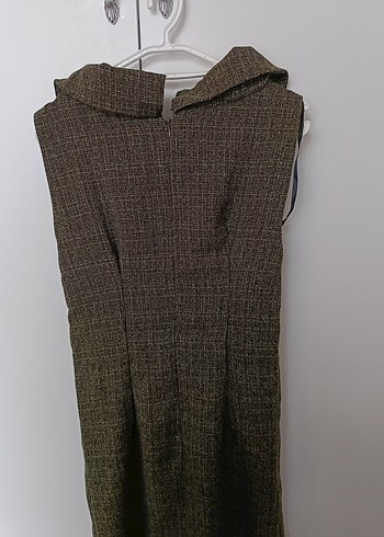 Kahverengi kaşe,kemerli midi elbise - Görsel 9