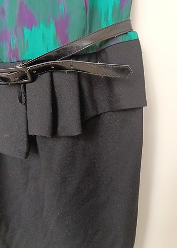 Kadın Mor Siyah Kemerli kısa günlük Elbise - Görsel 5