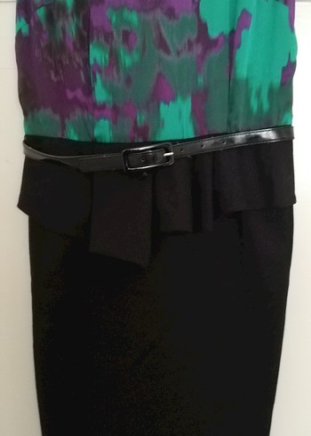 Kadın Mor Siyah Kemerli kısa günlük Elbise - Görsel 12