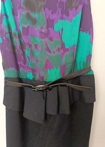 Kadın Mor Siyah Kemerli kısa günlük Elbise - Görsel 6