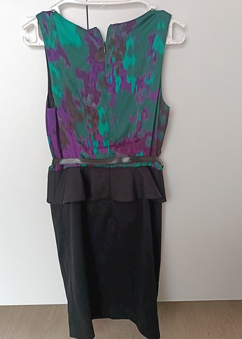 Kadın Mor Siyah Kemerli kısa günlük Elbise - Görsel 7