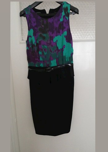 Kadın Mor Siyah Kemerli kısa günlük Elbise - Görsel 14