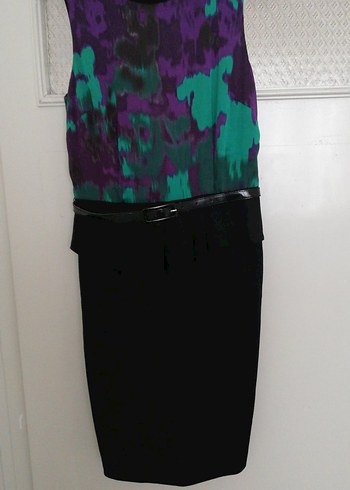 Kadın Mor Siyah Kemerli kısa günlük Elbise - Görsel 15