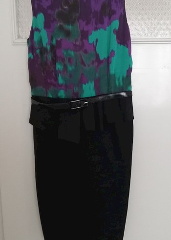 Kadın Mor Siyah Kemerli kısa günlük Elbise - Görsel 13