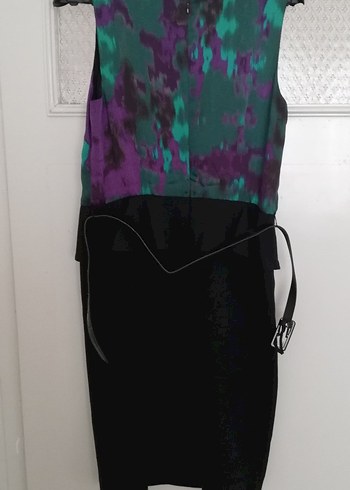 Kadın Mor Siyah Kemerli kısa günlük Elbise - Görsel 9