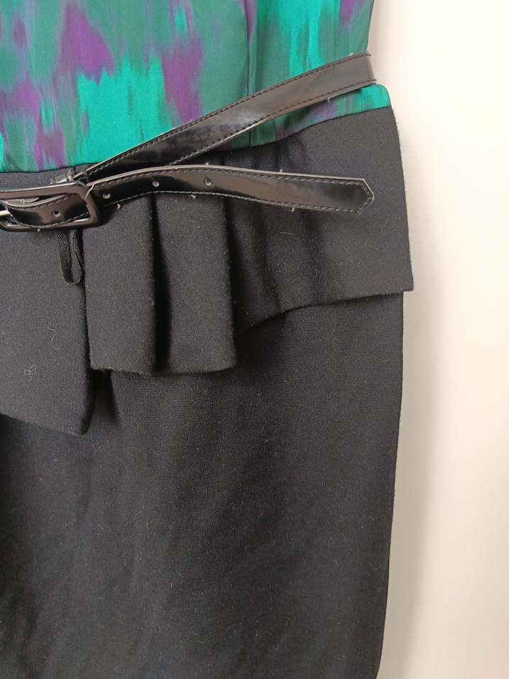 Kadın Mor Siyah Kemerli kısa günlük Elbise - Görsel 5