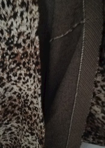 Kahverengi Leopar Desenli, triko kumaş Kolsuz Midi Elbise - Görsel 9