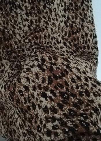 Kahverengi Leopar Desenli, triko kumaş Kolsuz Midi Elbise - Görsel 10