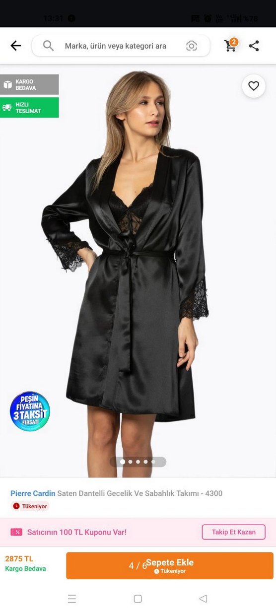 saten Gecelik seti - Görsel 3