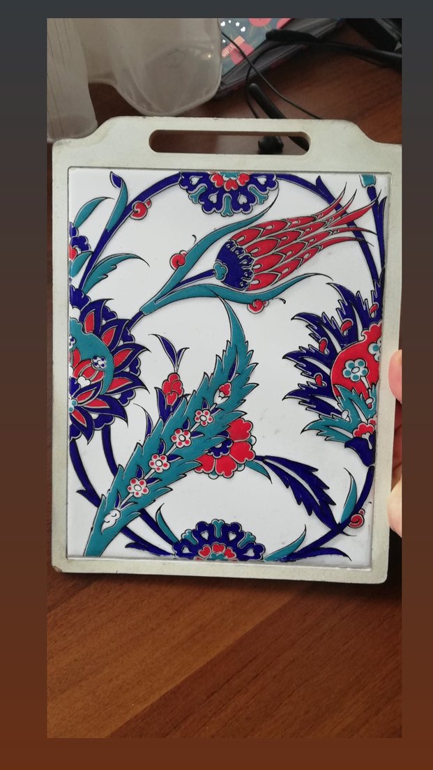 çini desenli mermer üzerine kesme veya dekor tahtası - Görsel 3