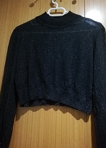 xs Beden Parlak crop bluz