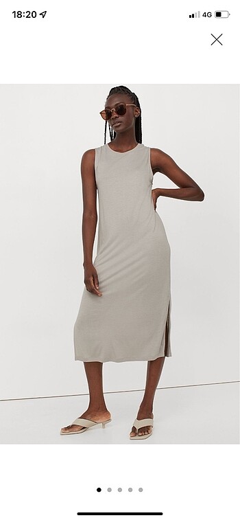 H&M H&M Hafif Dökümlü Jarsey dizaltı elbise