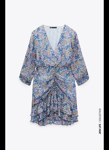 Zara çiçek desenli şifon elbise