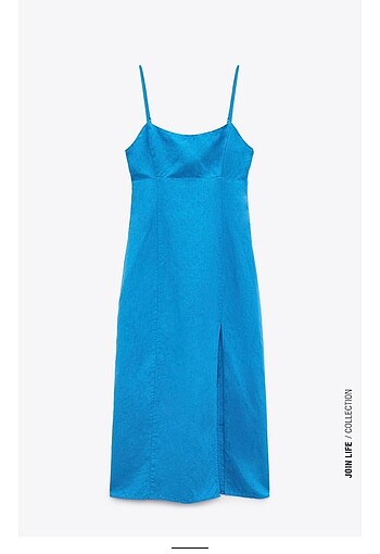 Zara askılı keten karışımlı elbise