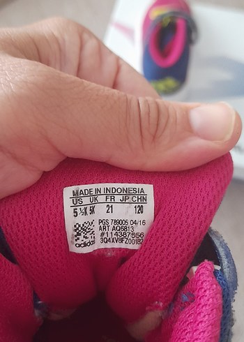 21 Beden pembe Renk Kız Çocuk Pembe Renkli Cırtcırtlı Spor Ayakkabı orjinal adidas
