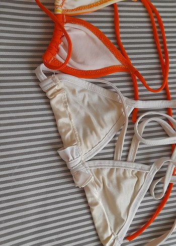 24-36 Ay Beden beyaz Renk Nakışlı Beyaz Mini Bikini Üstü