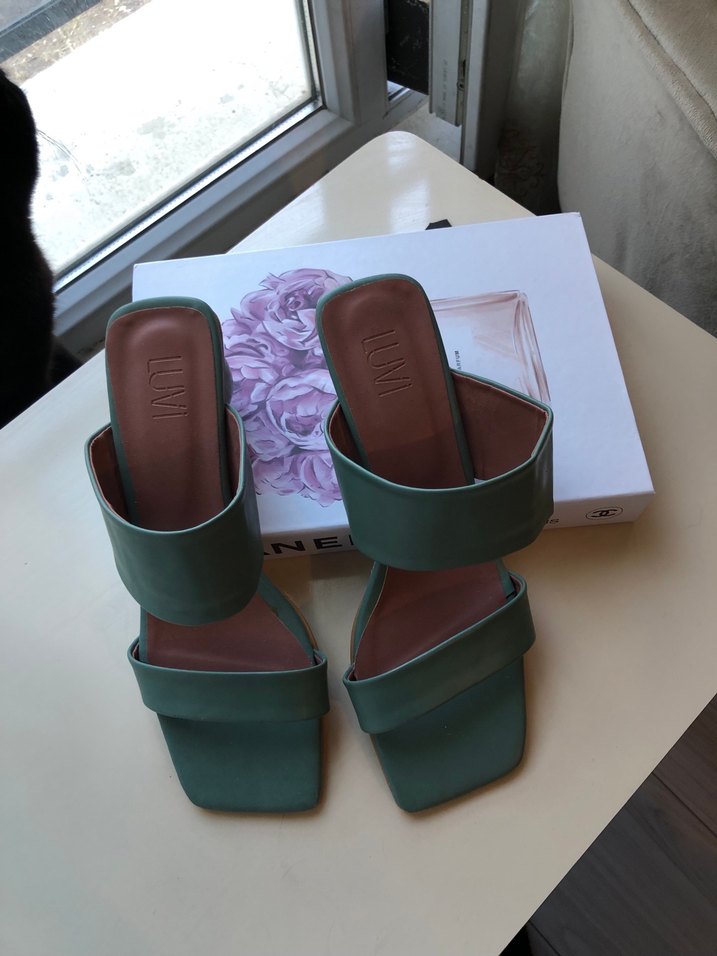 Yeşil Topuklu Kadın Sandalet - Görsel 2