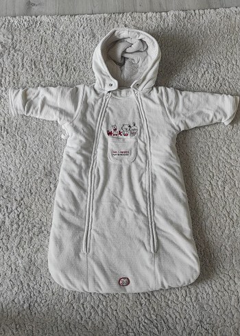 Gri Nakışlı Beyaz Bebek uyku Tulumu