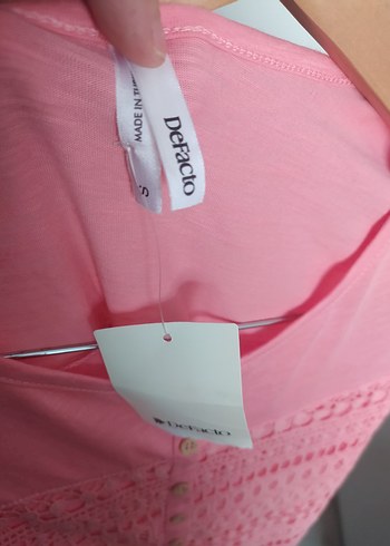 Kız Çocuk Pembe Kısa Kollu Triko Tişört - Görsel 4