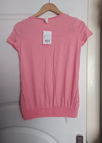 Kız Çocuk Pembe Kısa Kollu Triko Tişört - Görsel 3