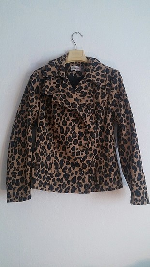 leopar desenli trenchcoat