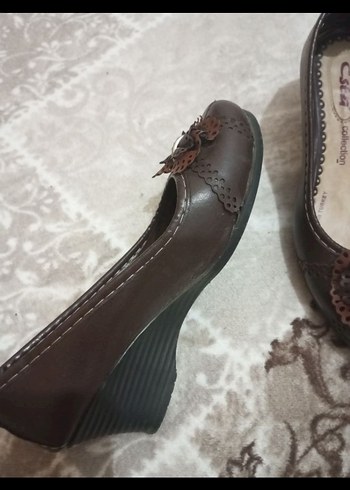 POLARİS Kahverengi Deri Dolgu Topuklu Kadın Babet - Görsel 3