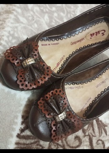 POLARİS Kahverengi Deri Dolgu Topuklu Kadın Babet - Görsel 5