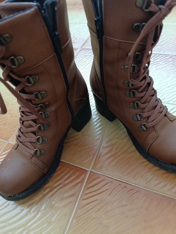 POLARİS Kahverengi Deri Bağcıklı Kadın Bot - Görsel 3