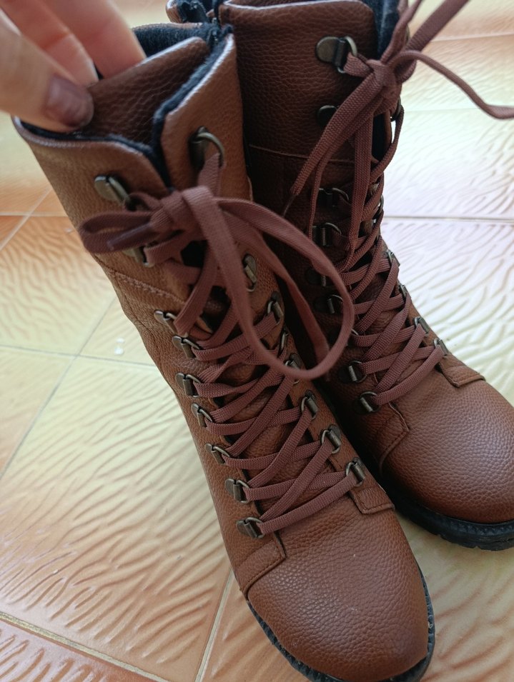 POLARİS Kahverengi Deri Bağcıklı Kadın Bot - Görsel 5