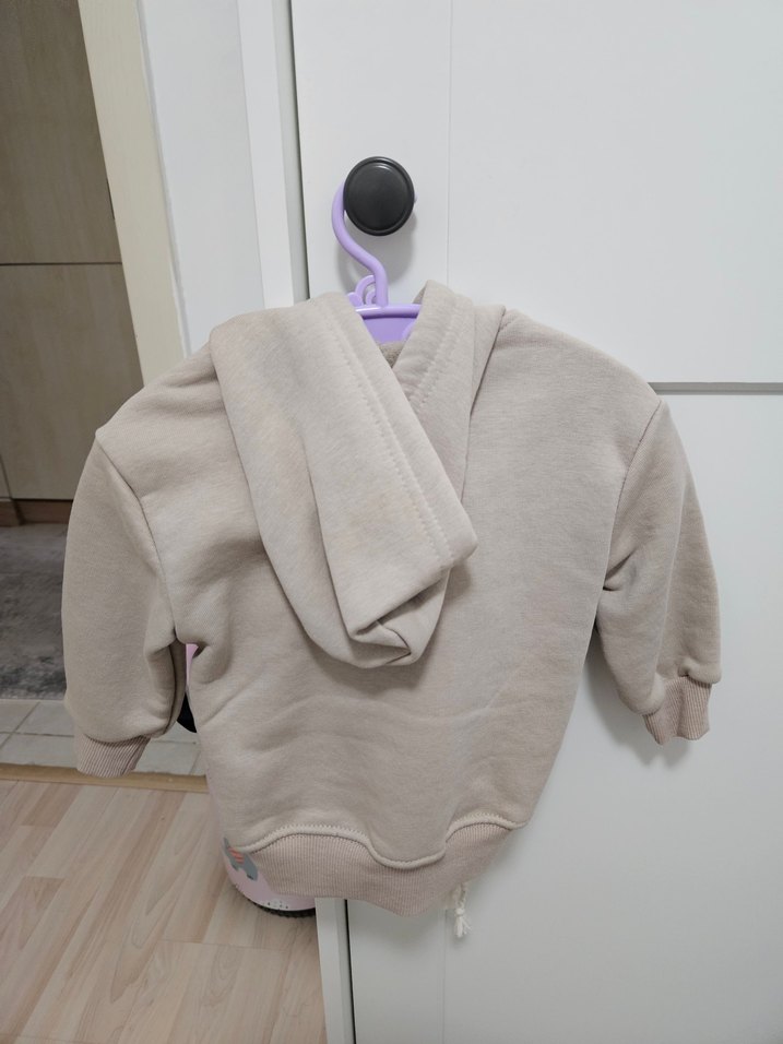 Çocuk Bej Kapüşonlu Sweatshirt - Görsel 2