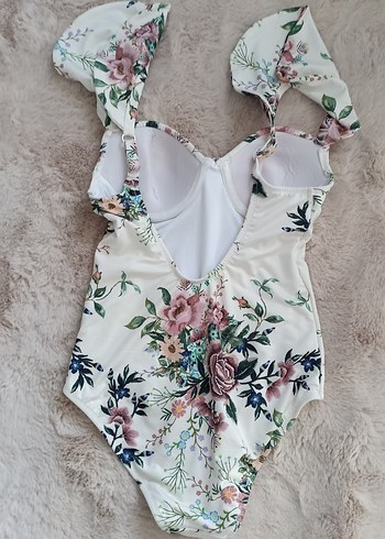 Çiçek Desenli Bohem Beyaz Mayo - Görsel 3